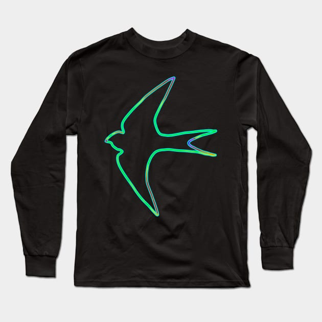 Neon bird, swift design Long Sleeve T-Shirt by Gavlart